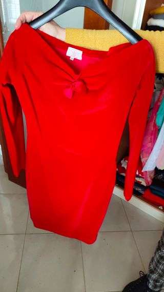 Vestito rosso in velluto donna taglia 44