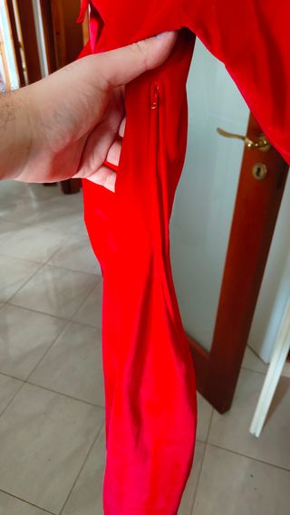 Vestito rosso in velluto donna taglia 44