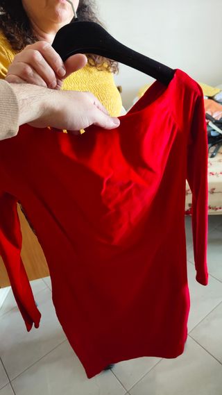 Vestito rosso in velluto donna taglia 44