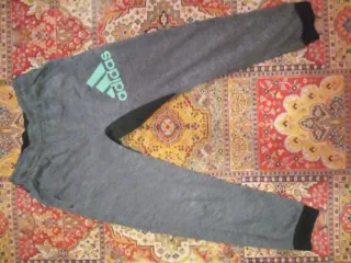 Pantalón Adidas Gris con Logo Verde