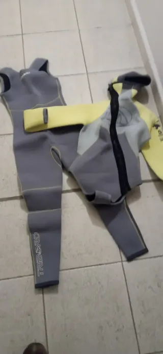Traje de neopreno mujer Tribord gris/amarillo