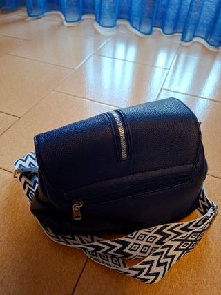 Borsa tracolla donna blu navy ecopelle