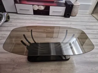 Mesa de centro moderna cristal y negro