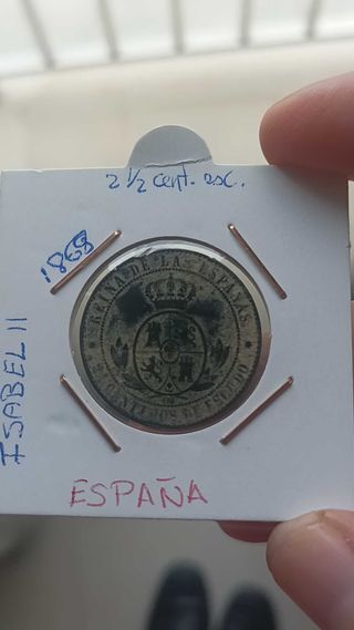 Moneda 2 1/2 cent. esc. Isabel II 1868