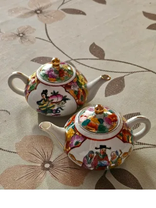 Coppia Mini Teiere Porcellana Cinese vintage