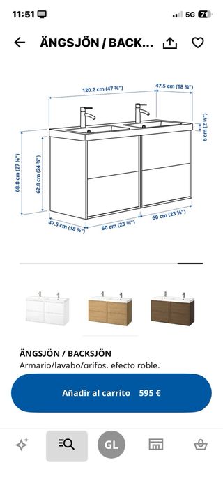 Mueble bajo lavabo doble Ikea