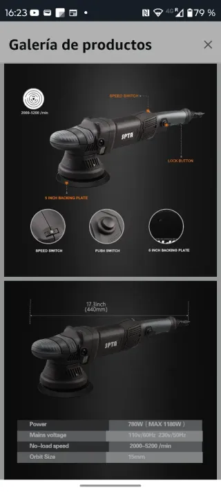 Pulidora SPTA 750W Orbital DA502