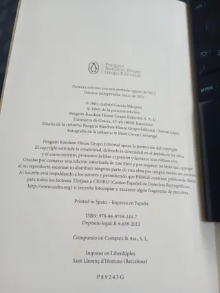 Libro "Crónica de una muerte anunciada"