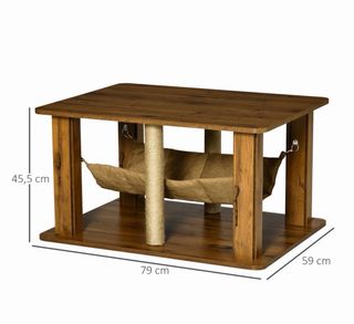 Mesa Centro Gato Hamaca Rascador Madera