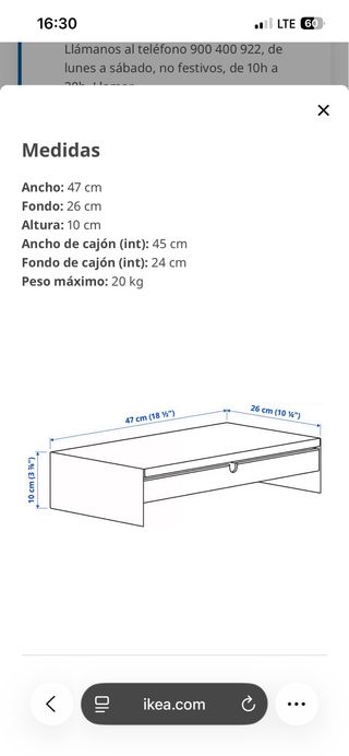 Soporte Pantalla Ikea Elloven Bambú Metal