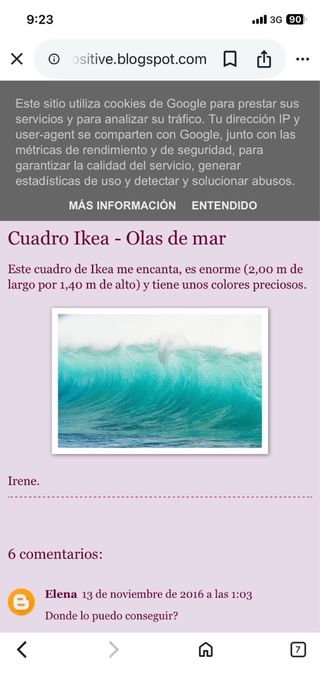 Cuadro Ola Ikea 2mx1,4m de alto