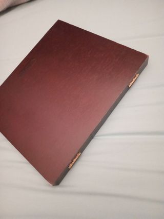 Estuche caja de madera con monedas varios paises