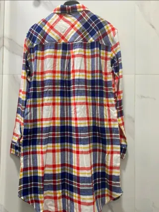 Blusa larga cuadros mujer