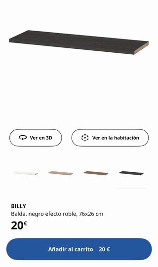 Balda BILLY IKEA Negra Efecto Roble 76x26