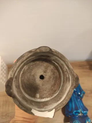 Pareja Sabios Chinos Cerámica Azul