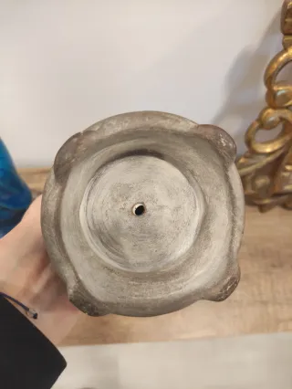 Pareja Sabios Chinos Cerámica Azul