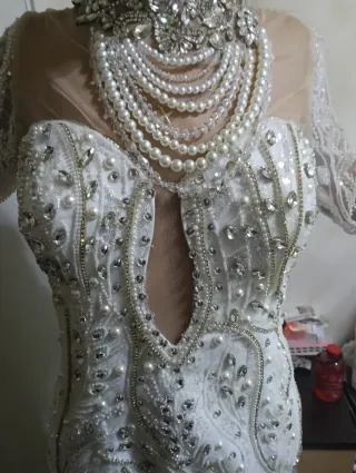 Vestido de Novia Plateado y Blanco