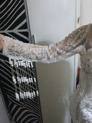 Vestido de Novia Plateado y Blanco