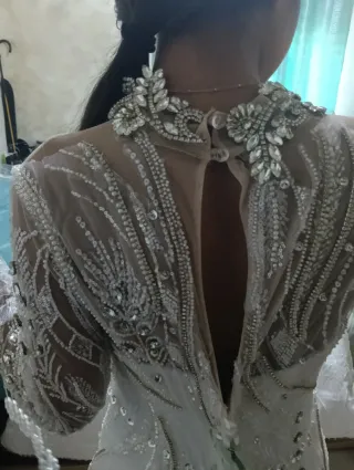 Vestido de Novia Plateado y Blanco