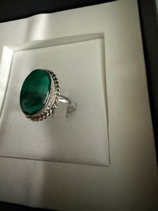 Anillo Plata 925 Ágata Verde