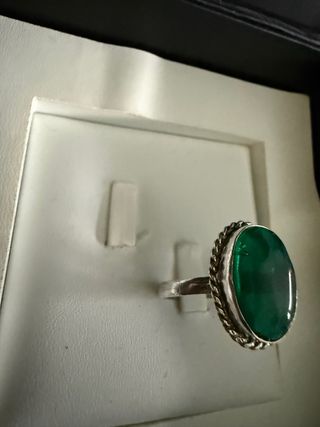 Anillo Plata 925 Ágata Verde