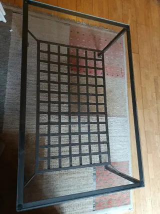 Mesa comedor forja y cristal + 6 sillas