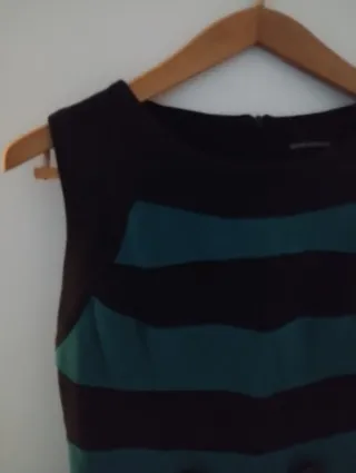 Vestito vintage a righe nero/verde tg. M