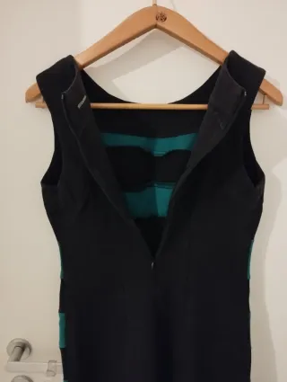 Vestito vintage a righe nero/verde tg. M