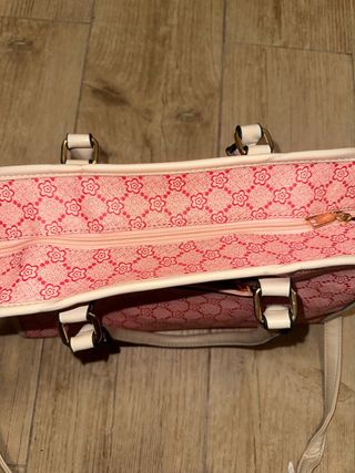 Bolso flores rosa y beige