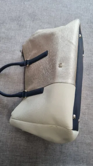 Bolso Purificación García Beige y Dorado