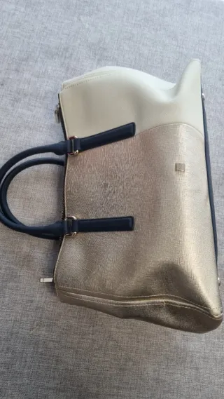 Bolso Purificación García Beige y Dorado