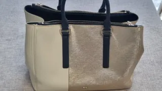 Bolso Purificación García Beige y Dorado