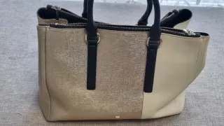 Bolso Purificación García Beige y Dorado