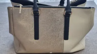 Bolso Purificación García Beige y Dorado