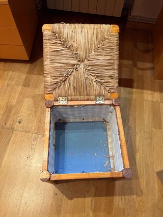 Puff baúl con cojín a cuadros