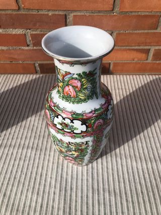 Jarrón Chino Porcelana Flores/Mariposas Multicolor