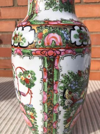 Jarrón Chino Porcelana Flores/Mariposas Multicolor