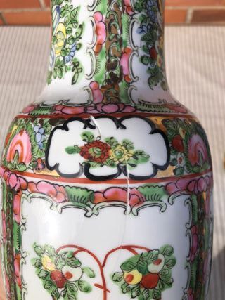 Jarrón Chino Porcelana Flores/Mariposas Multicolor