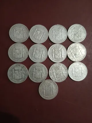 13 Monedas de Plata Españolas Alfonso XII.