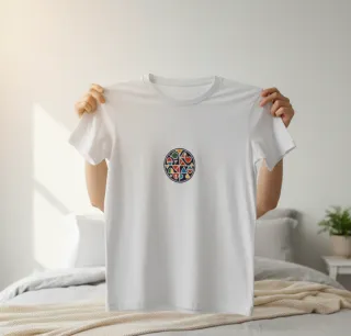 T-shirt bianca con stampa astratta