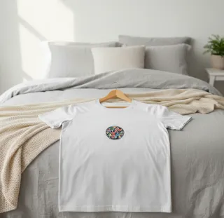 T-shirt bianca con stampa astratta