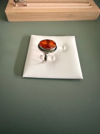 Anillo Plata 925 con Ámbar Naranja