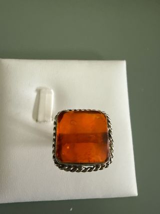 Anillo Plata 925 con Ámbar Naranja
