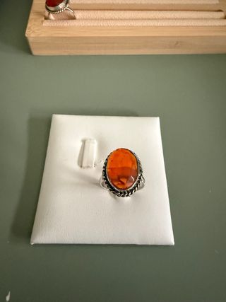 Anillo Plata 925 con Ámbar Naranja