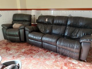Sofá reclinable de piel + sillon