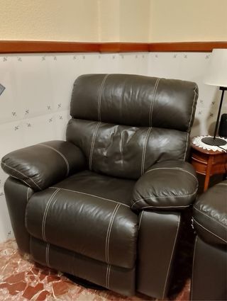 Sofá reclinable de piel + sillon