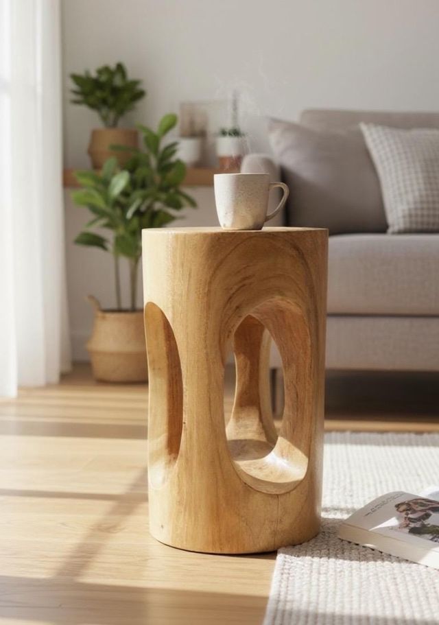 Taburete de madera maciza tallada ULTIMAS UNIDADES