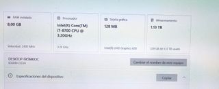 PC Sobremesa i7-8700 + Monitor