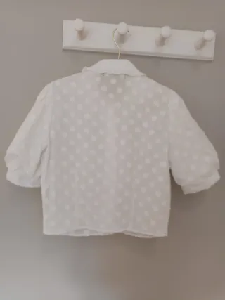 Blusa Zara Blanca Lunares Volantes