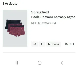 Boxers Springfield Talla L (3 unidades)